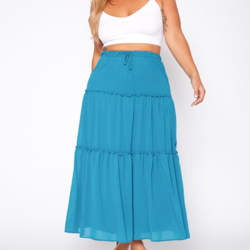 Chiffon Blue Ruffled Skirt